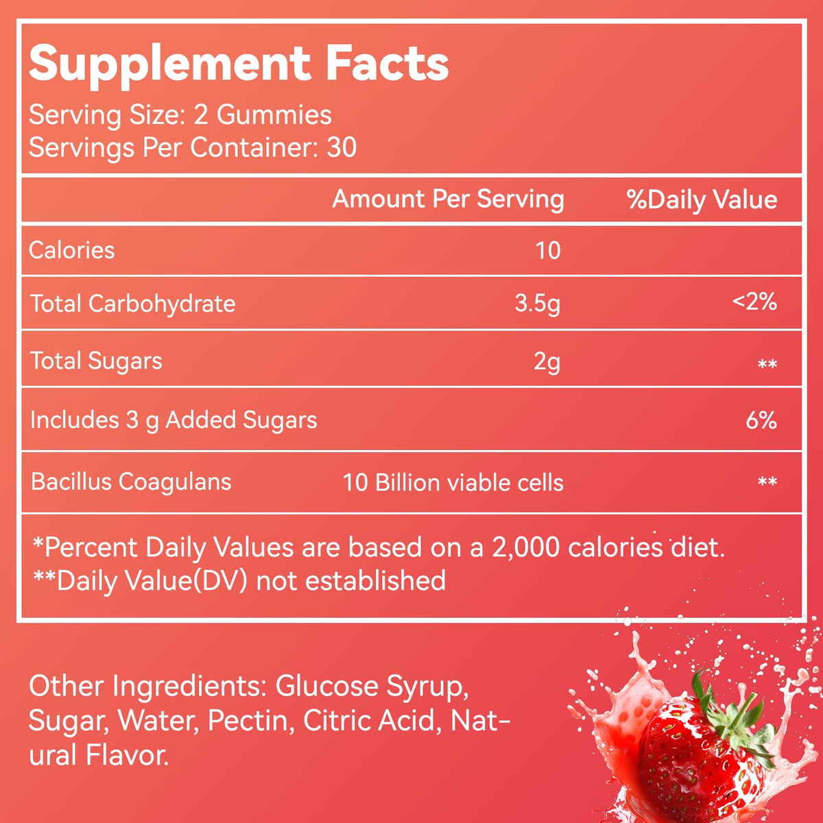 Probiotic Gummies for Digestive Health 10 Billion CFU Bacillus 60 Count | Probiotic Gummies for Digestive Health 10 Billion CFU Bacillus Coagulans Immune & Digestive Support for Men & Women 60 Count
