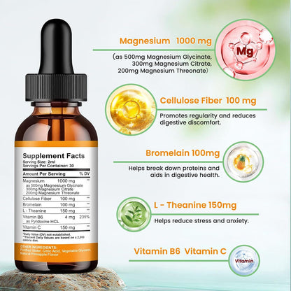 2 Pack Magnesium Complex Liquid Drops Pineapple & Grape Flavor