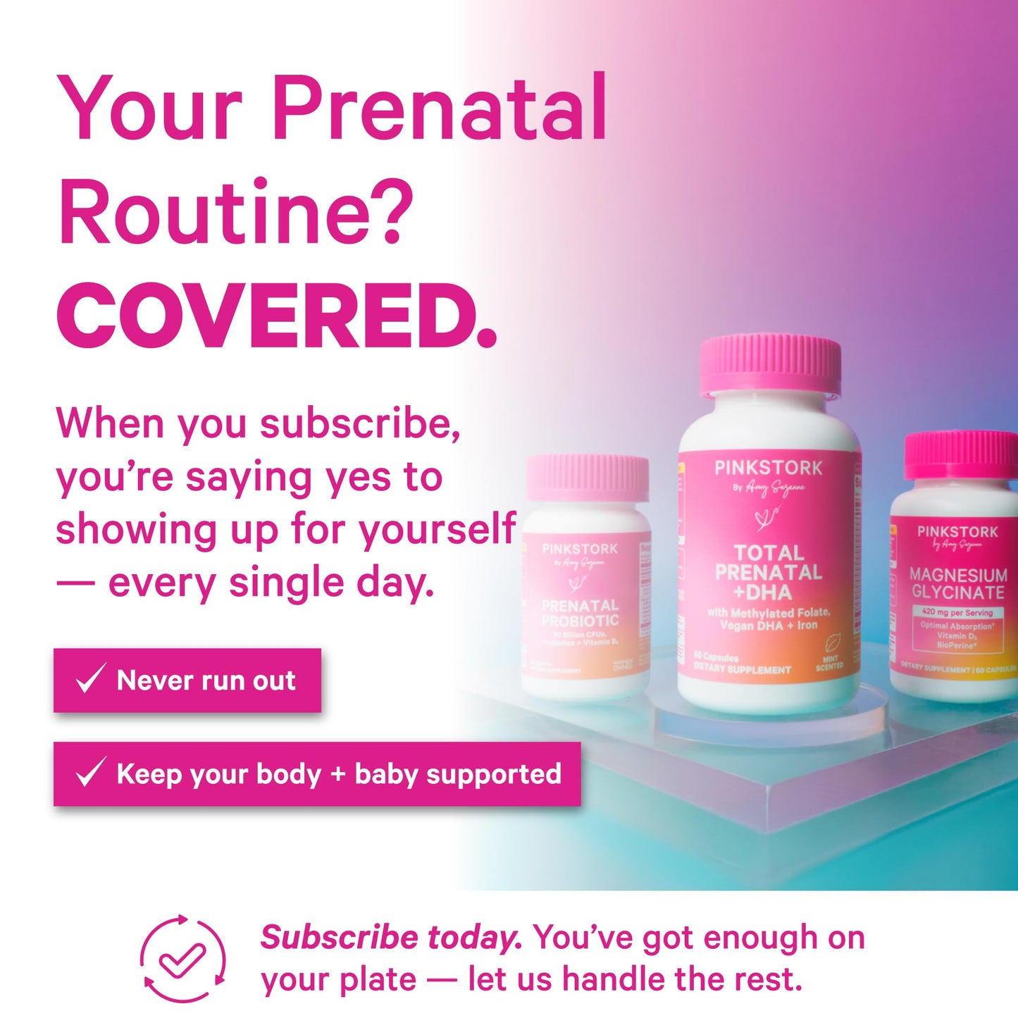 Pink Stork Prenatal Probiotic for Women with 50 Billion CFU, 30 Capsules | Added Vitamin B6 + Prebiotics, Morning Sickness Support, Vegan & Gluten-Free, Digestive, Immune, + Gut Health
