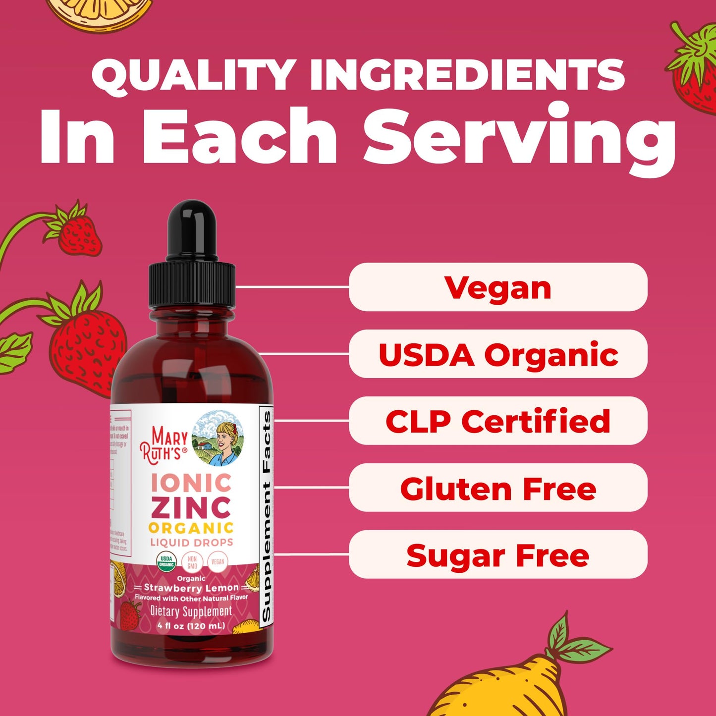 MaryRuth's Organic Liquid Zinc Supplement for Kids & Adults | Immune Support | Skin Health | Antioxidant | Cellular Metabolism | Zinc Sulfate | Vegan | Non-GMO | Sugar Free | Gluten Free | 4 oz