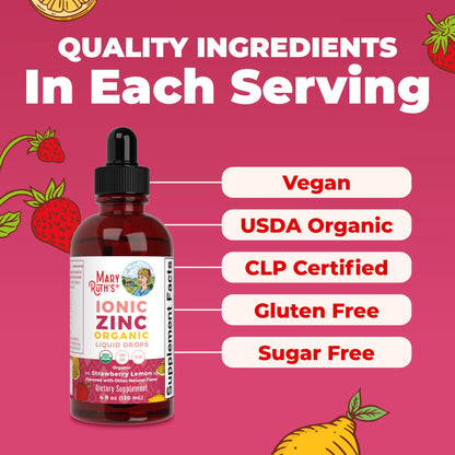 MaryRuth's Organic Liquid Zinc Supplement for Kids & Adults | Immune Support | Skin Health | Antioxidant | Cellular Metabolism | Zinc Sulfate | Vegan | Non-GMO | Sugar Free | Gluten Free | 4 oz