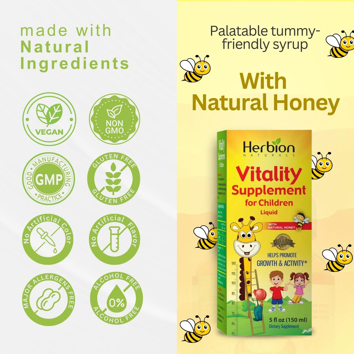 Herbion Naturals Vitality Supplement Syrup for Children, Promotes Growth and Appetite