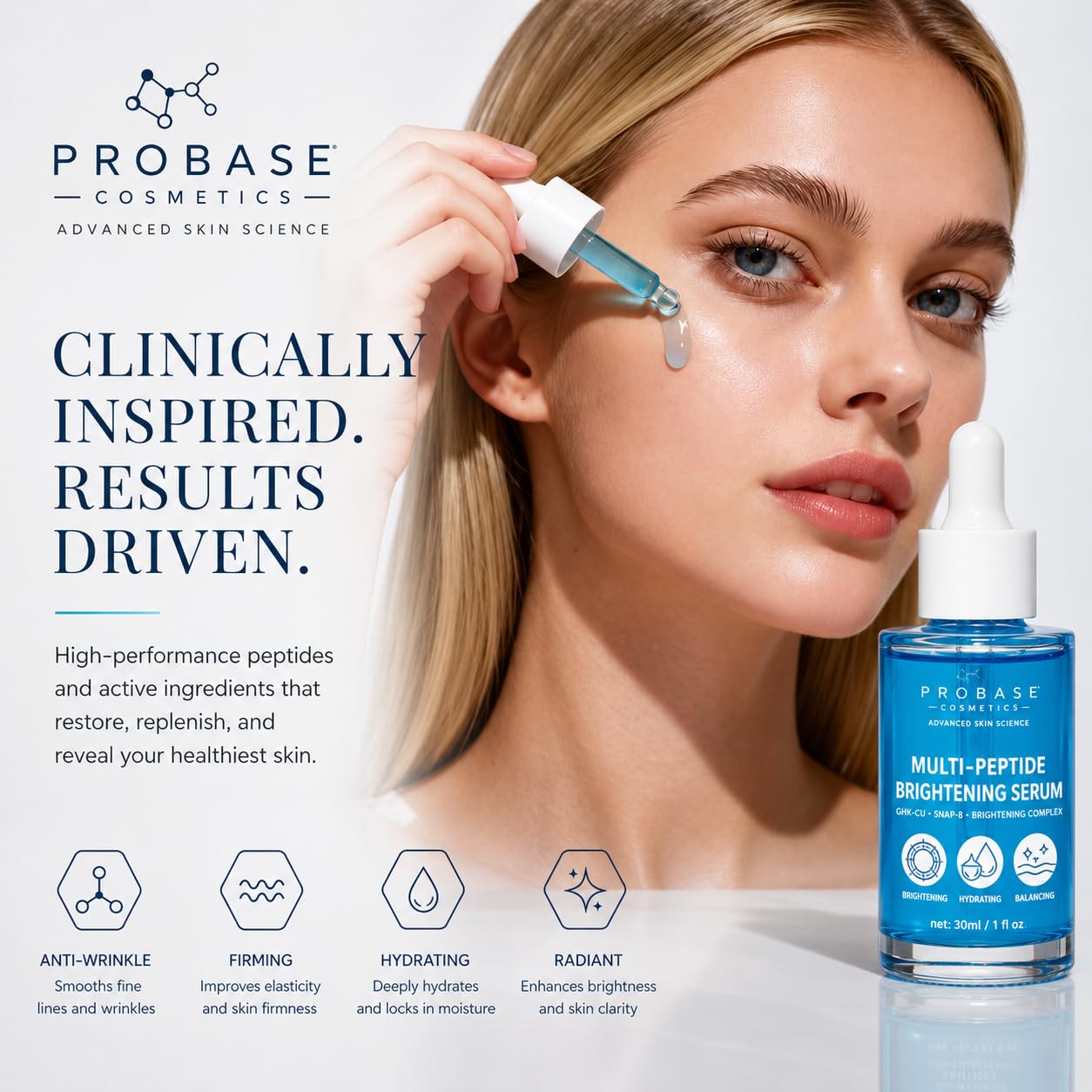 Copper Peptide Face Serum, 1 fl. oz. | Hyaluronic Acid, Collagen, GHK-Cu + SNAP-8, 10,000 ppm