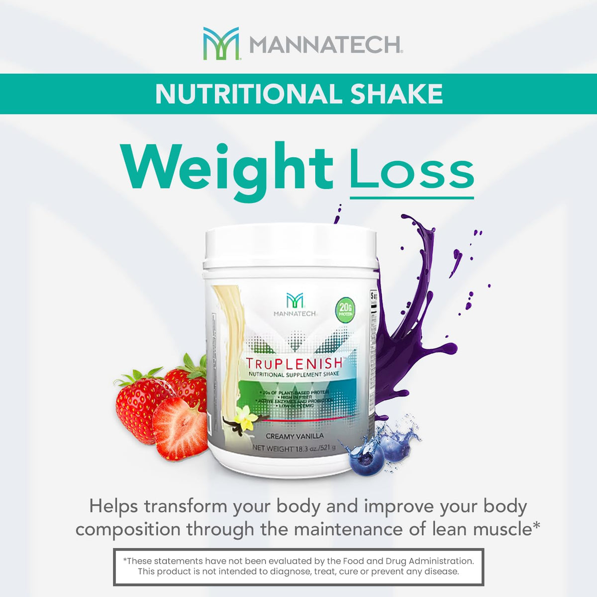 Plant Based Protein TruPLENISH Nutrition Shakes - Creamy Vanilla 18.3 oz. Full of Vitamins