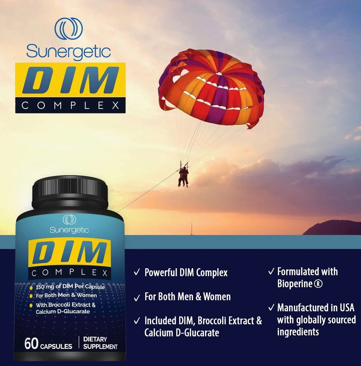 Premium DIM Supplement–Includes 150mg DIM (diindolylmethane), Broccoli, Calcium D