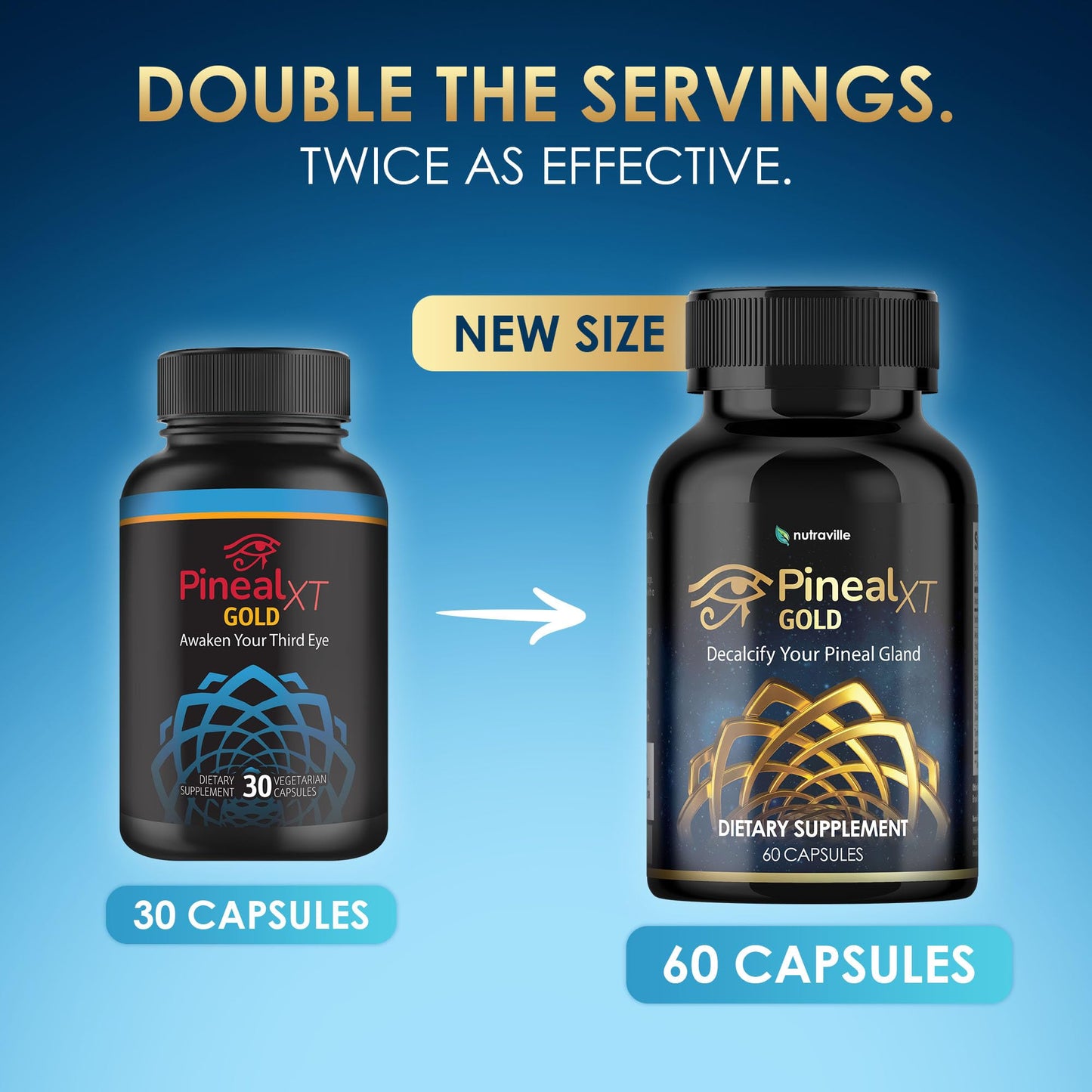 Pineal XT Gold Pineal Gland Supplement, Third Eye Awakening | Focus and Memory Supplement for Brain, 7 Powerful Ingredients Detox and Activate Your Pineal Gland, 30 Count, 1 Daily