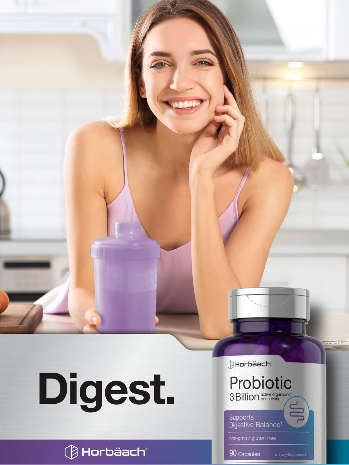 Probiotic for Women & Men's Digestive Health | 3 Billion CFU | 90 Capsules | Non-GMO