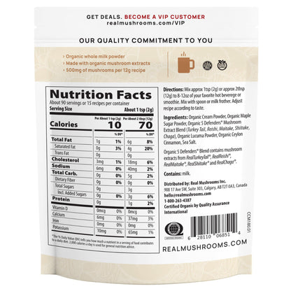 Real Mushrooms Functional Coconut Creamer with Reishi, Lucuma & Ceylon Cinnamon – Organic, Dairy-Free – Vegan Coffee Creamer for Smoothies & Drinks – 90 Servings Organic Cream Coconut Powder