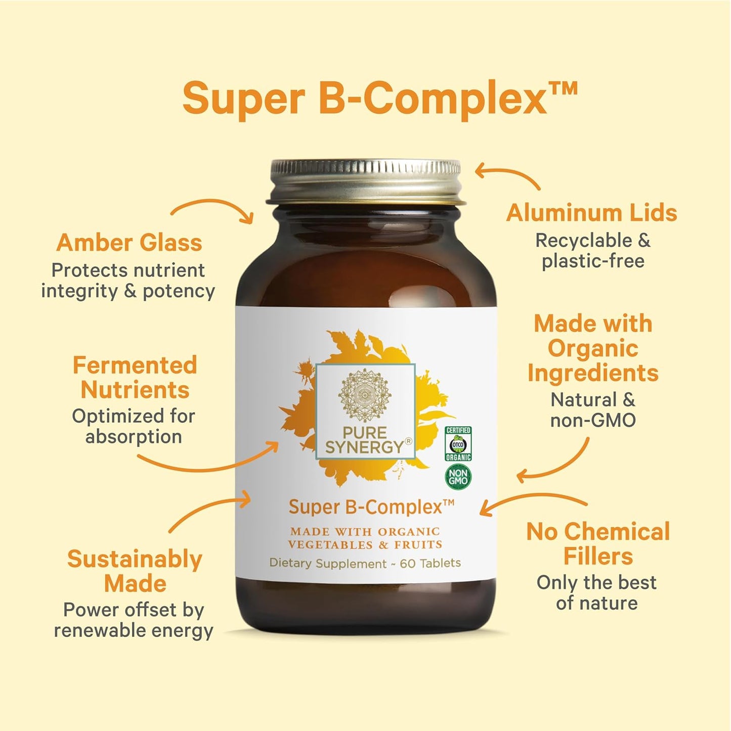 PURE SYNERGY Mood and Adrenal Support Bundle | Mood Support Supplement with Organic Saffron Extract | USDA Organic Vitamin C | Vitamin B Complex Made with Whole Foods | Non-GMO and Vegan
