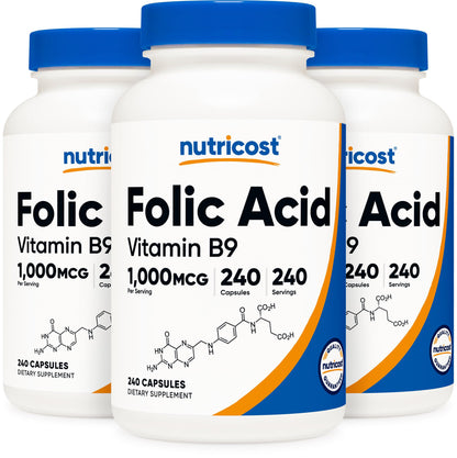 Nutricost Folic Acid (Vitamin B9) 1000 mcg, 240 Capsules
