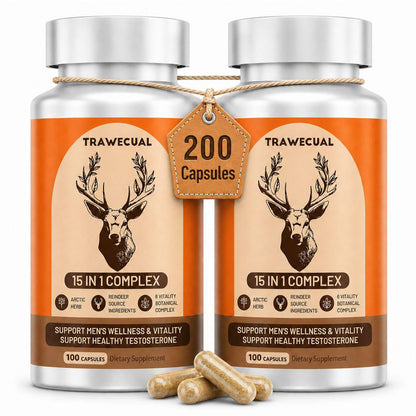 15-in-1 Reindeer Organ Supplement with Arctic Herb for Men, 100 Capsules | 500mg Reindeer Organ Complex with Rhodiola, Nettle, Tongkat Ali, Supports Energy, Stamina & Overall Wellness, 50 Day Supply