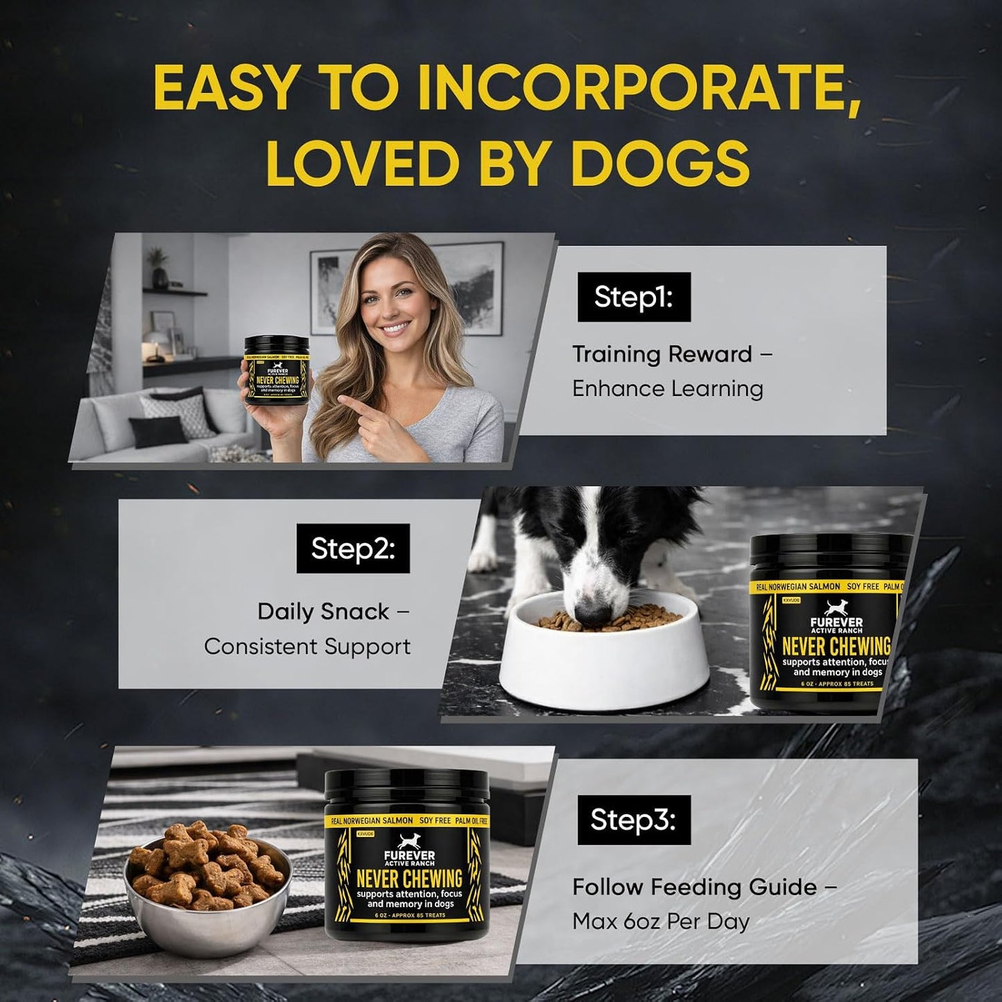 Furever Active Pet Neuro Chewing, Formulated with Organic Carrots, Celery, Lemon, Beets, Support Brain Health in Dogs, Overall Cognitive Performance, Memory and Alertness | 6oz, 85 Chews (1)