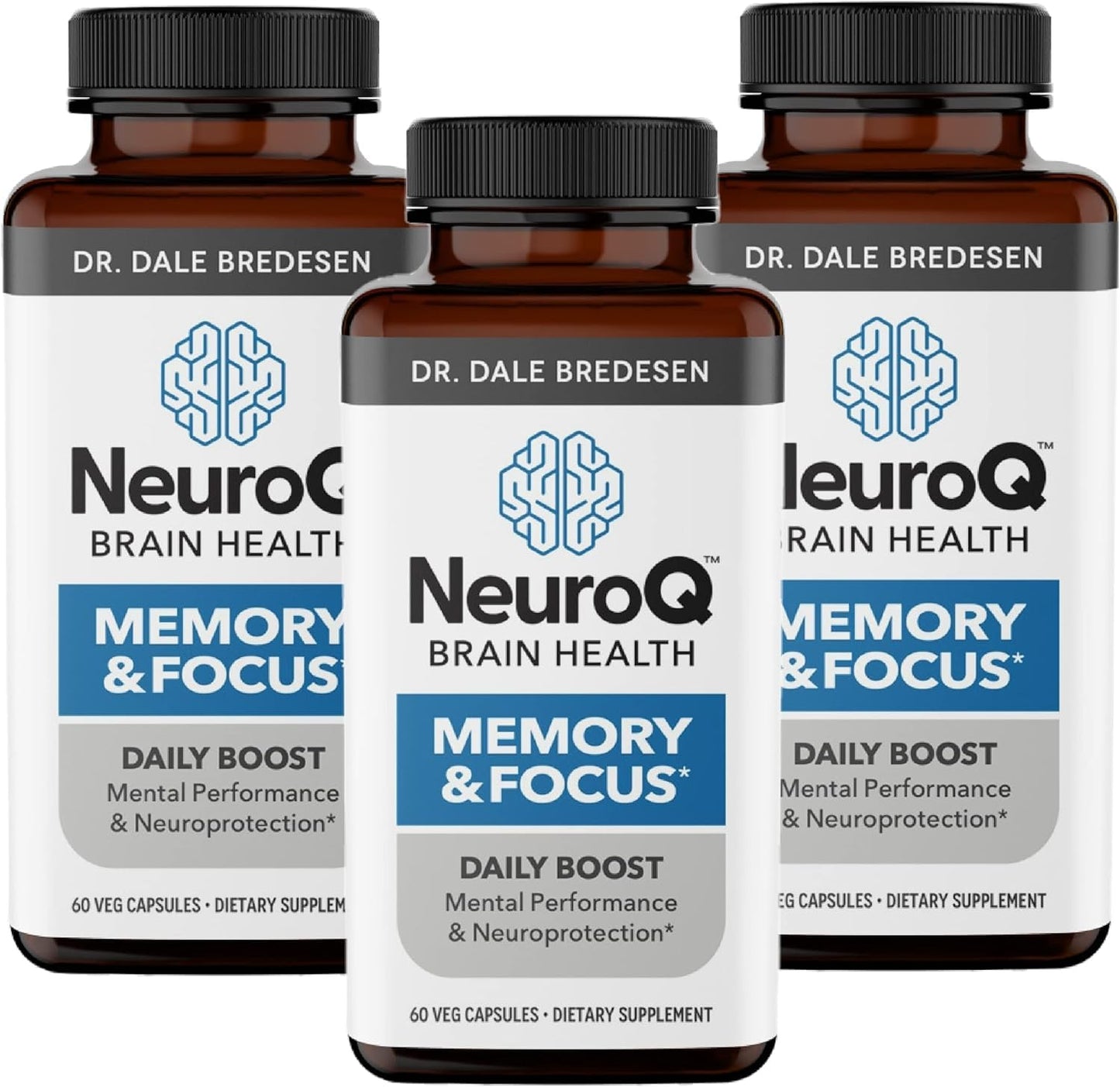 NeuroQ Memory & Focus | Formulated by Neurologist Dr. Dale Bredesen | Addresses All 4 Causes of Cognitive Decline | Ginkgo Biloba, Phosphatidylserine, Gotu Kola, Coffee Fruit, Turmeric & Propolis