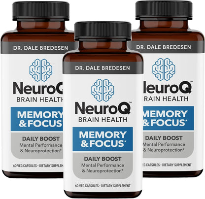 NeuroQ Memory & Focus | Formulated by Neurologist Dr. Dale Bredesen | Addresses All 4 Causes of Cognitive Decline | Ginkgo Biloba, Phosphatidylserine, Gotu Kola, Coffee Fruit, Turmeric & Propolis