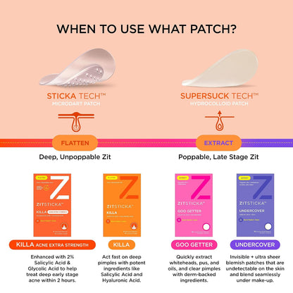 ZitSticka Killa Acne Extra Strength Microdart Pimple Patches For Face, 4 Ct