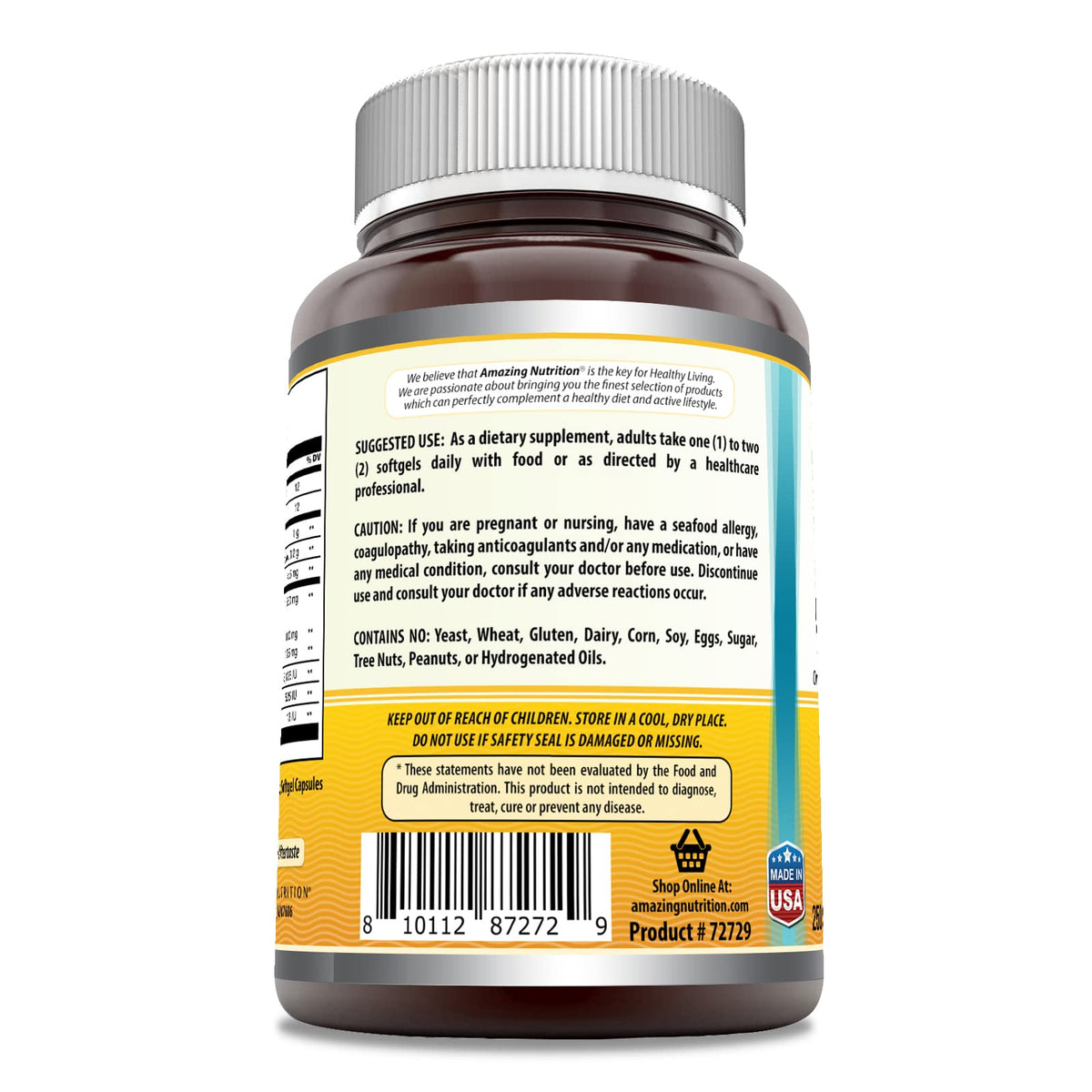 Amazing Omega Norwegian Cod Liver Oil 1250 Mg Softgels Supplement | Omega-3, EPA, DHA, Vitamin A, Vitamin D & Vitamin E (Lemon | 120 Count)