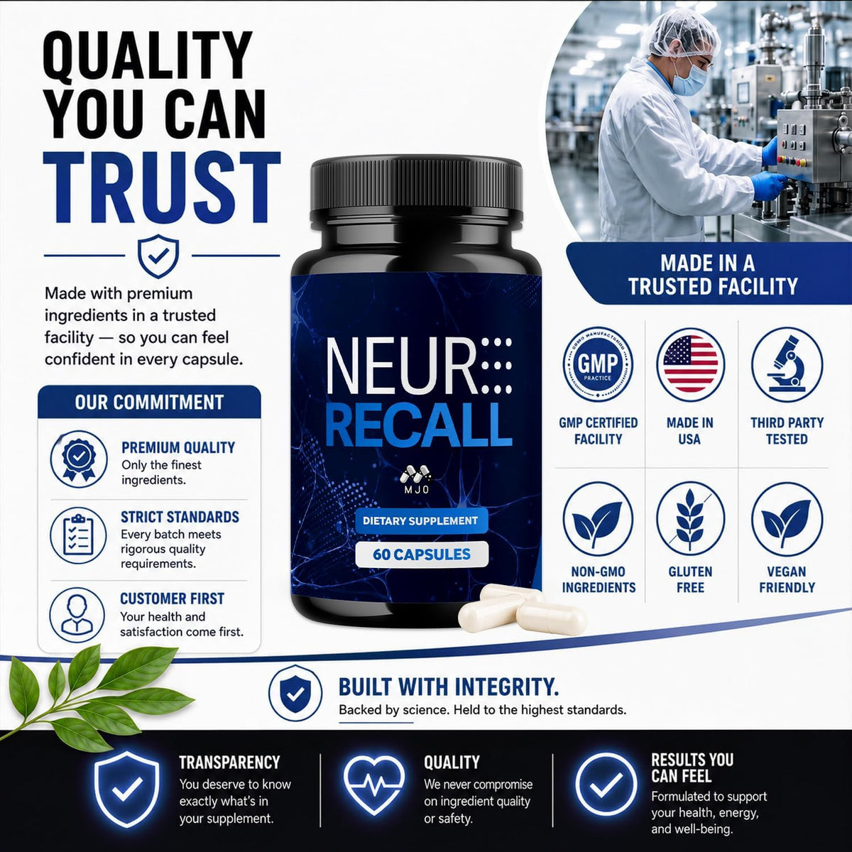 Neuro Recall Capsules, Official NeuroRecall Supplement 5-Pack, 300 Capsules