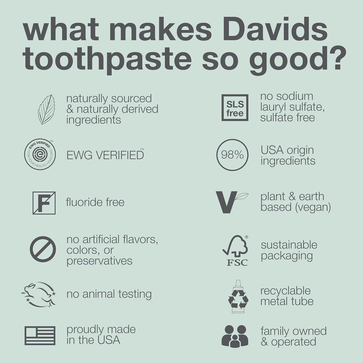 Davids Fluoride Free Toothpaste Teeth Whitening SLS Free Peppermint 5.25oz