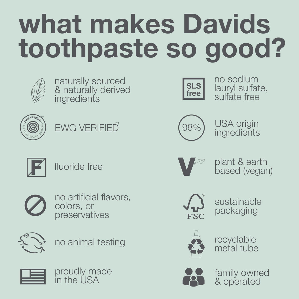 Davids Fluoride Free Toothpaste Teeth Whitening SLS Free Peppermint 5.25oz