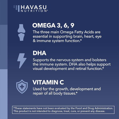Omega 3 6 9 Gummies with DHA, Plant-Based Omega 3 Gummies for Adults, 60ct | Omega 3 6 9 + DHA Gummies, Fish Oil Alternative for Adults with DHA from Algae, Lemon and Orange Flavors, 20 Servings
