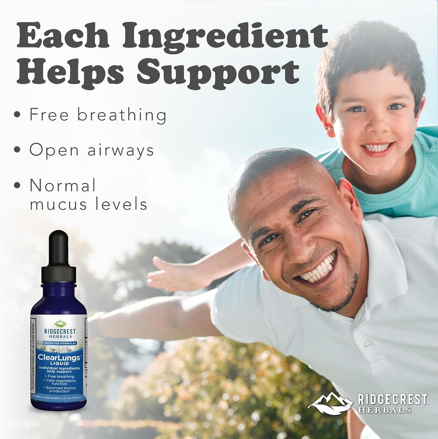 RidgeCrest Herbals ClearLungs Liquid Lung Support, Orange Flavor 2 fl oz | 29 Servings, Alcohol Free, for Adults and Kids, Natural Bronchial and Mucus Support, Nasal Wellness Herbal Formula