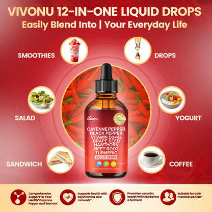 Cayenne Pepper Softgels Supplement, Supports Leg Vein, Heart and Blood Vessel Health, with Vitamin E D3+K2 and Extracts of Grape Seed, Hawthorn, Beetroot, Berberine and Others (Softgels / 1 Bag)