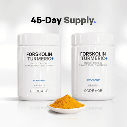 Codeage Forskolin, Pure Forskolin Coleus + Organic Turmeric Root Powder, 95% Curcumins