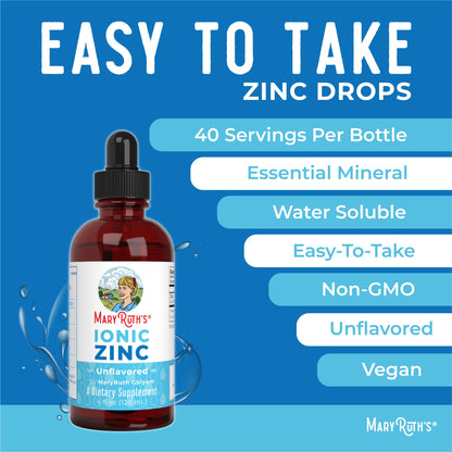 MaryRuth Organics Zinc Supplements for Immune Support, Ionic Zinc for Kids & Adults