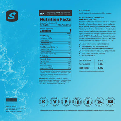 SALTT Electrolyte Packets - Clean Slate (30 Sticks) - Zero Sugar