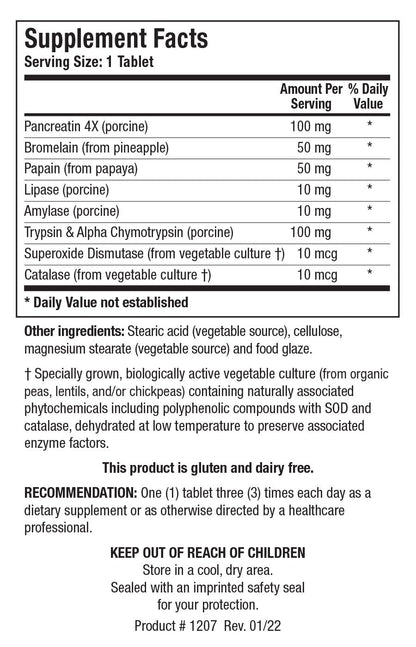 Biotics Research Intenzyme Forte™ Proteolytic Pancreatic Enzymes, Pancreatin, Bromelain, Papain, Lipase, Amylase–Supplement Supports Healthy Protein Digestion–Immune & Circulatory Function 100 Tablets
