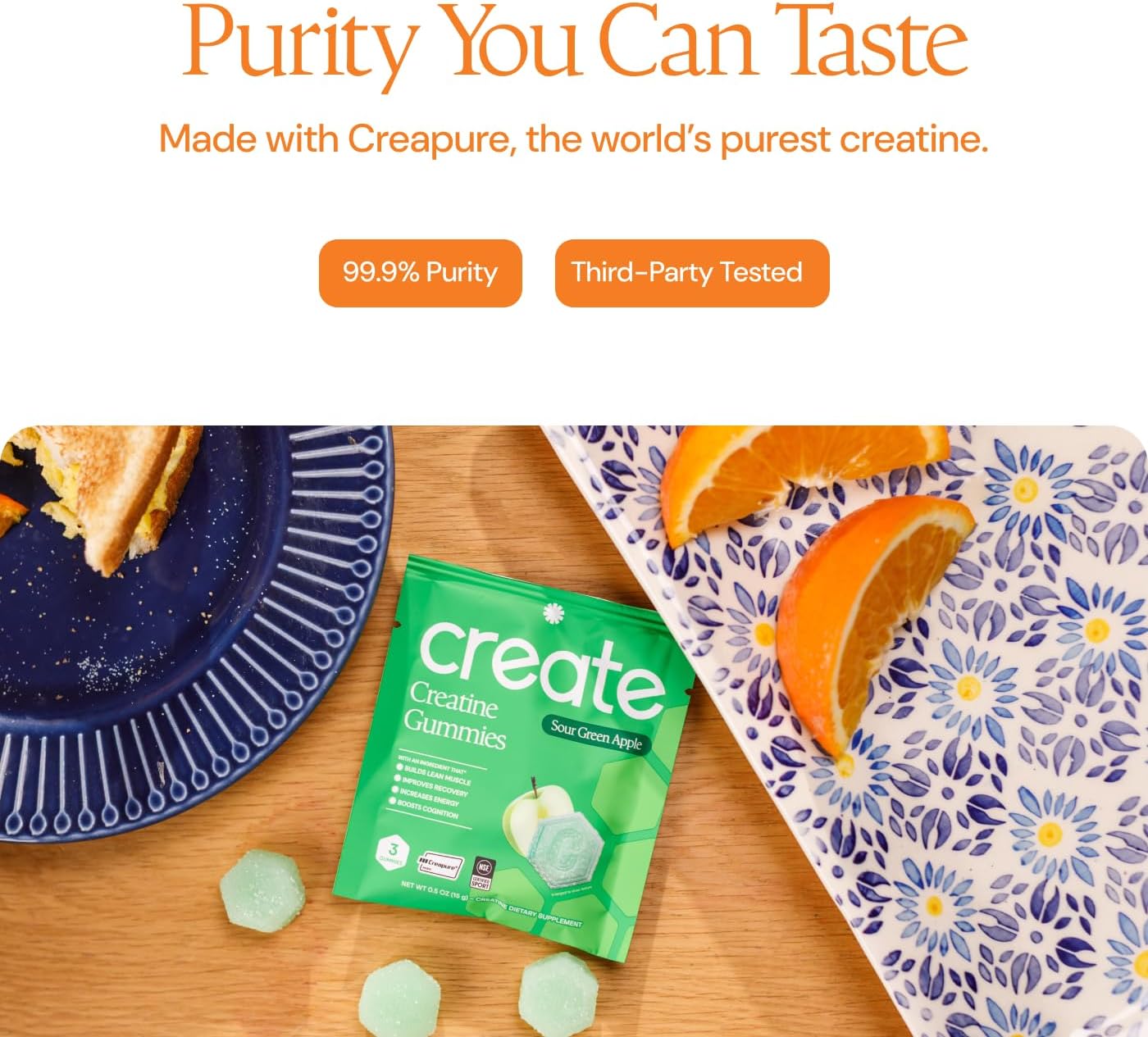 Create Creatine Gummies – Single-Serve Packs – 30ct – Variety Pack | NSF Certified for Sport – Made with Creatine Monohydrate, Vegan & Gluten-Free, Anti-Melting Formula, 3 Gummies per Pack