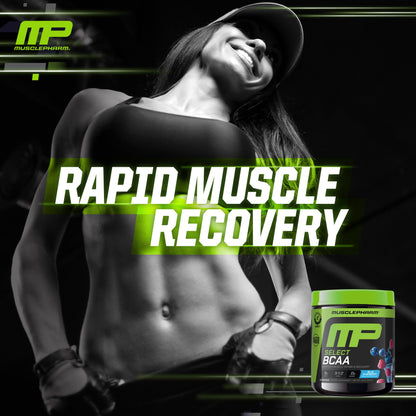 MusclePharm Essentials BCAA Powder, Pre & Post Workout Recovery Drink, Supports Muscle Recovery & Energy, Essential Amino Acids, 30 Serv, Fruit Punch