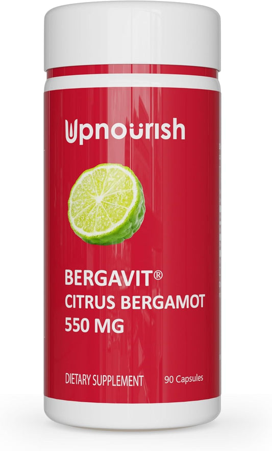 UpNourish BERGAVIT Citrus Bergamot Cholesterol Supplement - Italian Citrus Bergamot Extract 550mg for Women and Men 90 Vegan Capsules