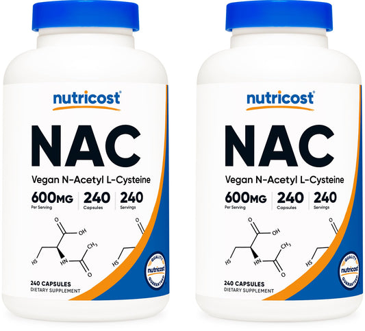 Nutricost N-Acetyl L-Cysteine (NAC) 600mg, 180 Capsules | GMO-Free And Gluten Free