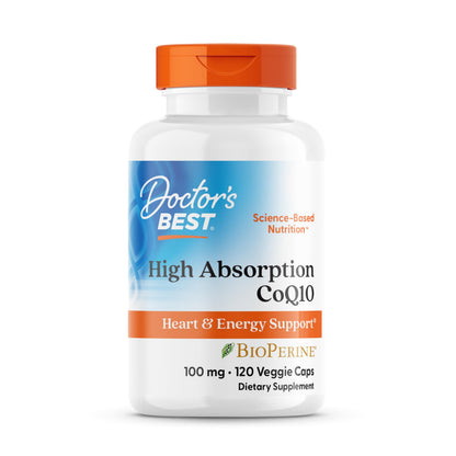 Doctor's Best High Absorption CoQ10 with BioPerine Supplement - Coenzyme Q10 Caps for Heart Health & Antioxidant Support, CoQ10 100mg for Women & Men, Non GMO, Naturally Fermented - 120 Veg Capsules
