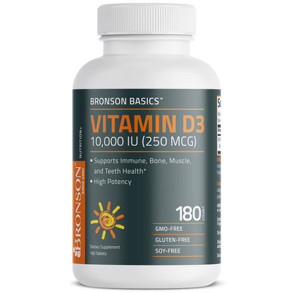 Bronson Vitamin D3 10,000iu (250mcg) Healthy Muscle Function and Immune Support, Non-GMO, 360 Tablets