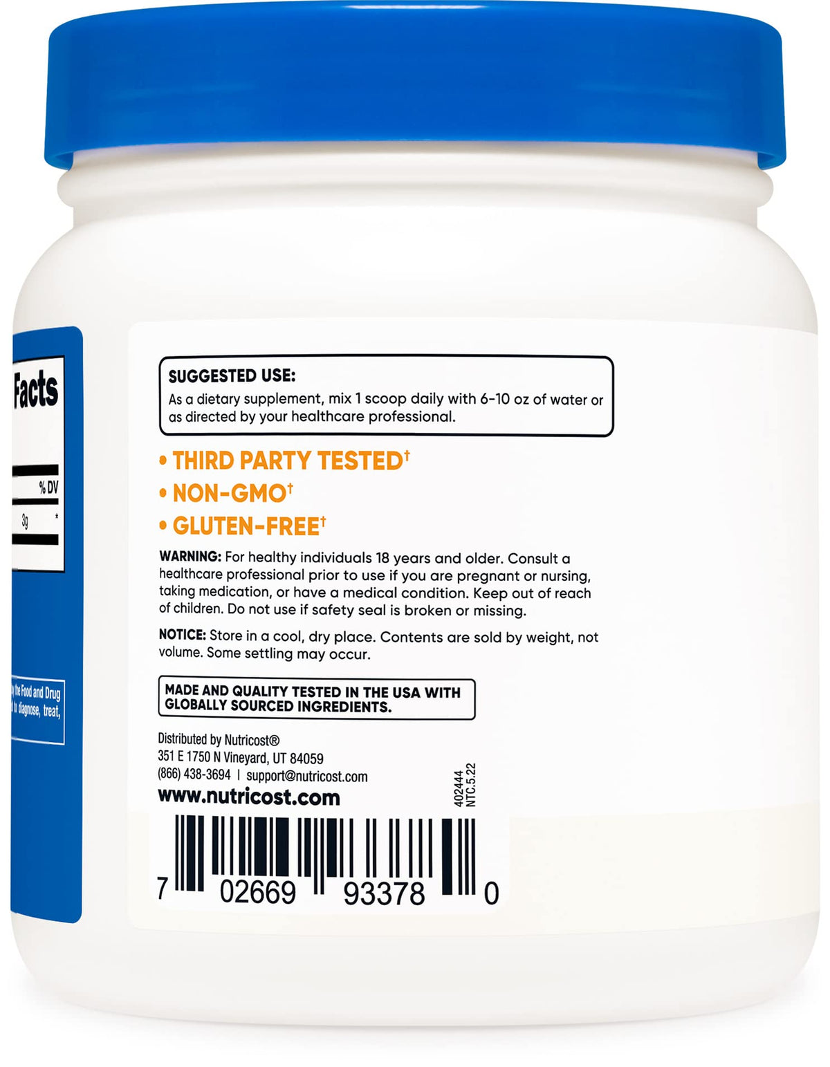 Nutricost Pure L-Citrulline (Base) Powder (600 Grams)