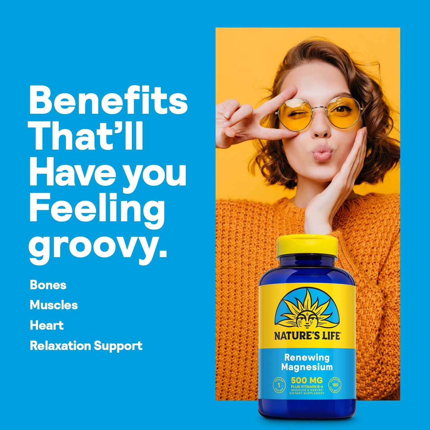 Nature’s Life Renewing Magnesium 500 mg - Magnesium Citrate, Magnesium Malate, Magnesium Oxide Plus Vitamin B-6 - Muscles and Nerves Support - Lab Verified - 275 Servings, 275 VegCaps