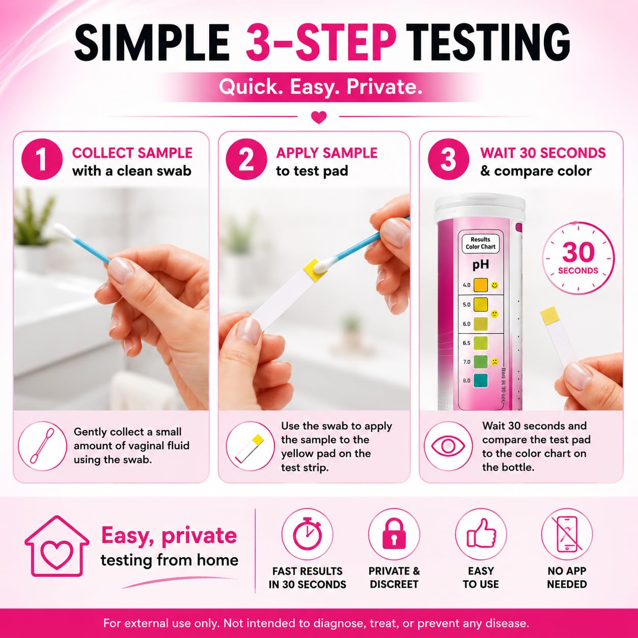 Vaginal pH Test Strips for Women – 50 Count | BV, Yeast & UTI Risk Screening | pH Range 4.0-8.0 | Easy Home Feminine Care Balance Check