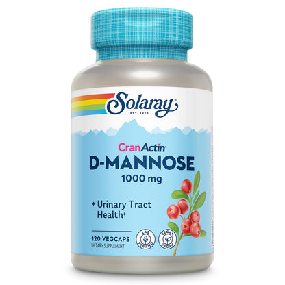 Solaray D-Mannose 1000mg with CranActin Cranberry Supplement 400mg, Urinary Tract Health & Bladder Support Capsules with Vitamin C, Vegan, 60 Day Guarantee, 75 Servings, 150 VegCaps
