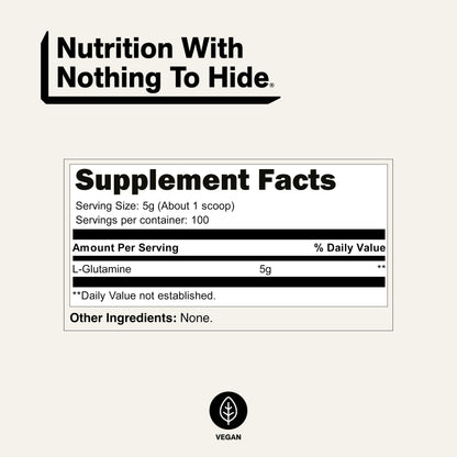 Pure L-Glutamine Made in the USA - 200 Servings - 1,000g, 2.2lb Bulk, Vegan, Non-GMO, Gluten and Soy Free. Minimize Muscle Breakdown & Improve Protein Synthesis. No Additives