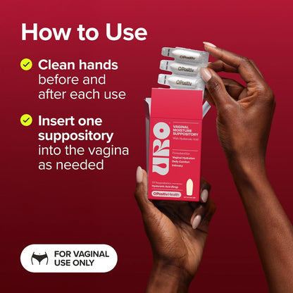 URO Vaginal Moisture Hyaluronic Acid Suppository for Easier Intimacy– 10 Ct