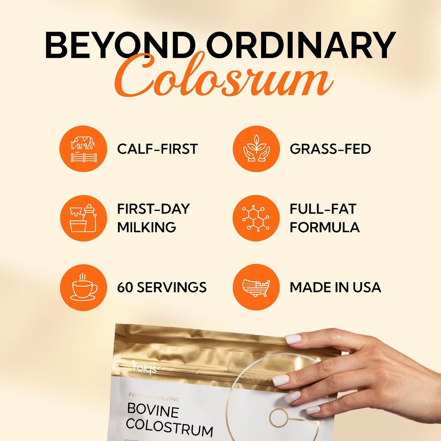 Bovine Colostrum Powder, First Day Milking, Immune & Gut, 60 Servings | First-Day Milking, Colostrum Supplement, Supports Skin & Tissue, Made in USA, Amino Acids, Vitamins, Minerals, Kosher