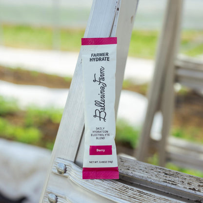 Ballerina Farm Farmer Hydrate Berry Electrolyte Powder Packets | Travel Ready, Organic Coconut Water, Irish Sea Moss, French Sea Salt, 210mg Sodium, 25 Count