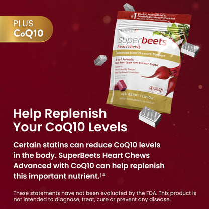 humanN SuperBeets Heart Chews Advanced - 100mg of CoQ10 Plus Beetroot & Grape