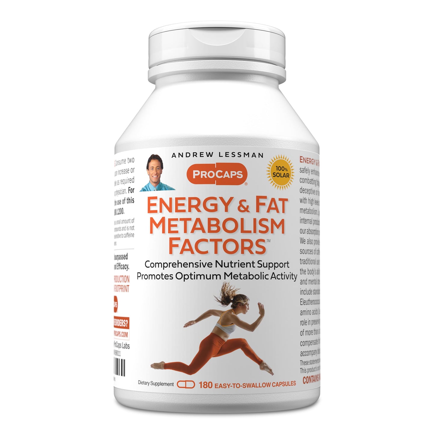 ANDREW LESSMAN Energy and Fat Metabolism Factors 60 Capsules - Promotes Optimum Fat Burning and Energy Metabolism, with Carnitine, Green Tea, Guarana, Ginseng, B-Complex. Easy to Swallow Capsules