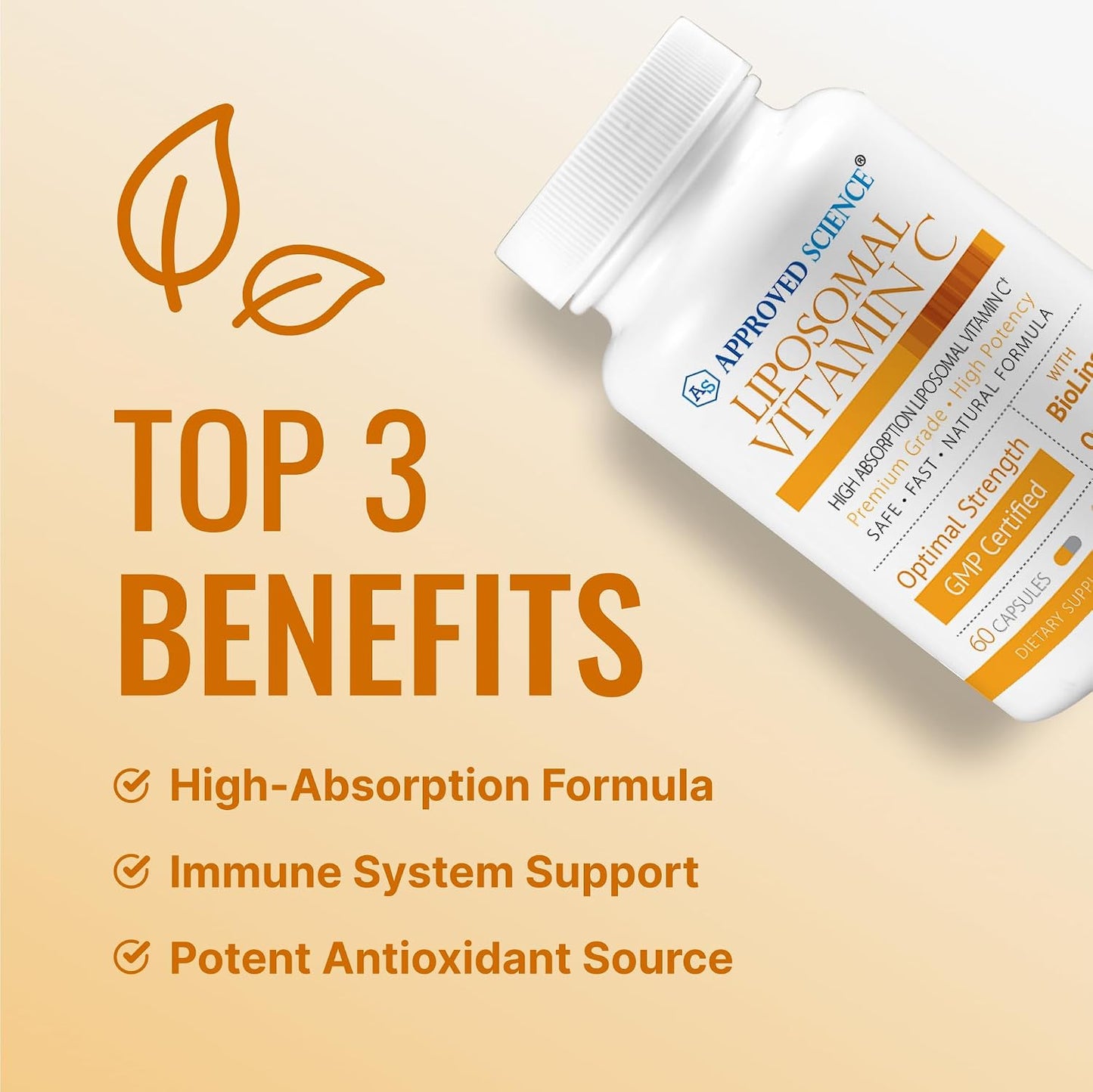 Approved Science Liposomal Vitamin C with Quercetin - 1100 mg - 60 Capsules - Immune Support, Boost Collagen, Antioxidant - High Absorption - Fat Soluble - Non GMO - Vegan - Made in the USA