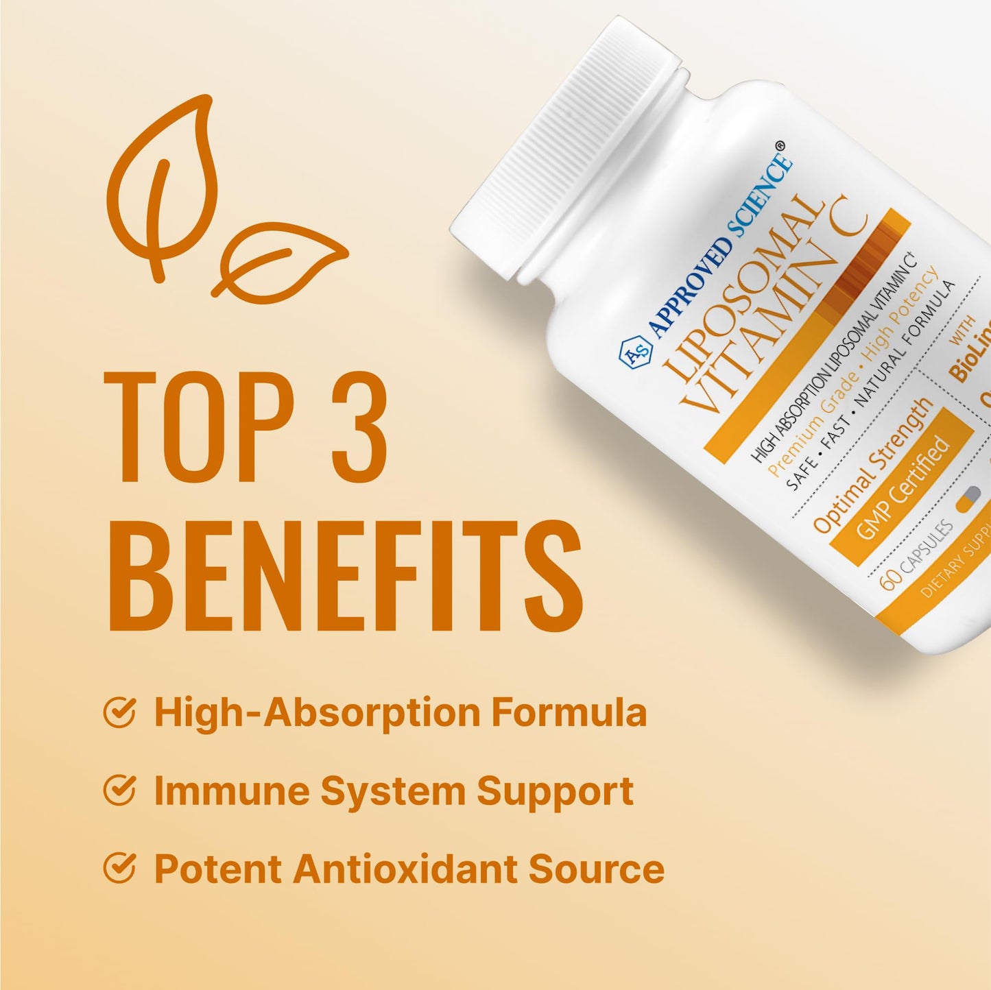 Approved Science Liposomal Vitamin C with Quercetin - 1100 mg - 60 Capsules - Immune Support, Boost Collagen, Antioxidant - High Absorption - Fat Soluble - Non GMO - Vegan - Made in the USA