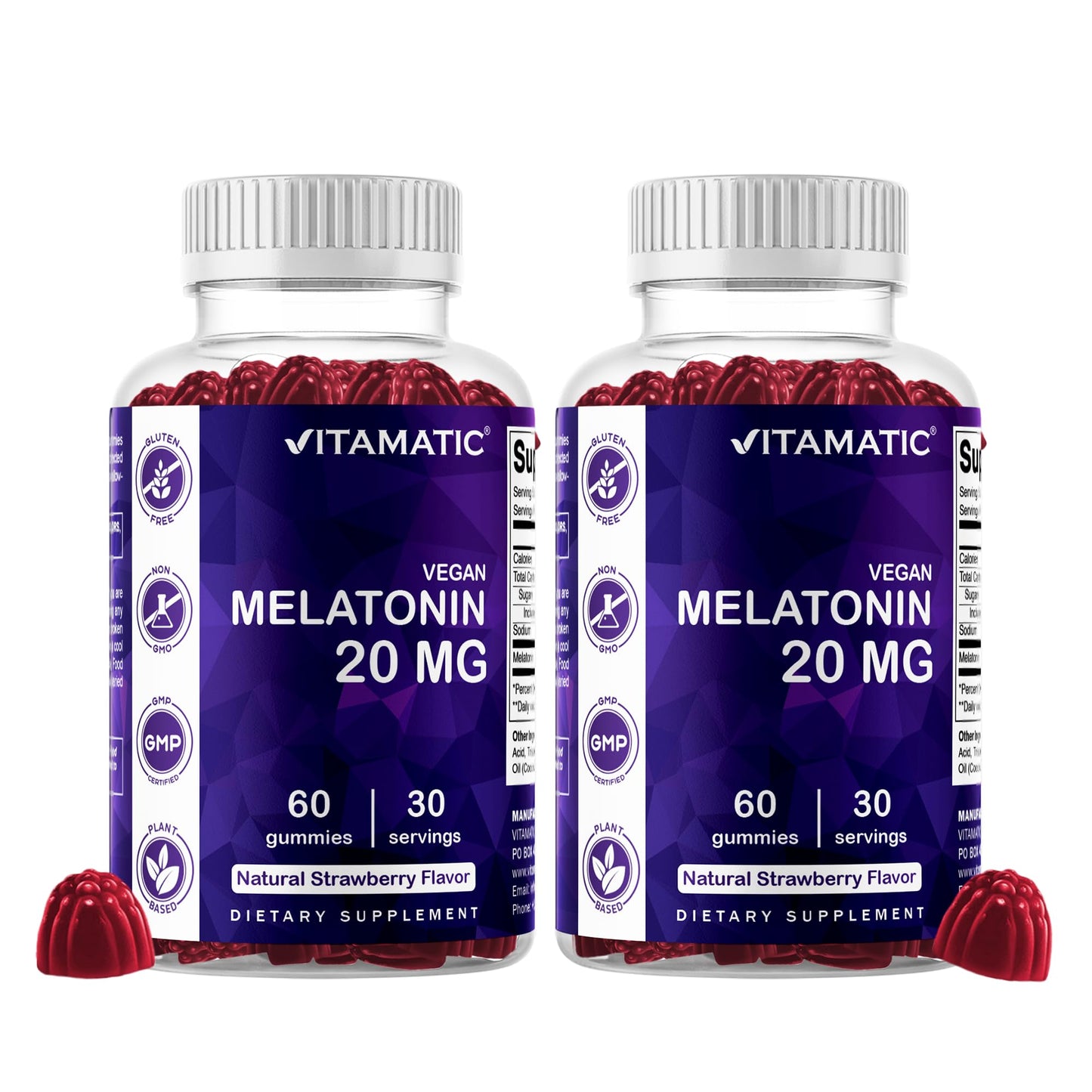 Vitamatic Melatonin 20 mg Fast Dissolve Tablets, 120 Count, Made in USA | Support Restful Sleep & Healthy Sleep Cycles*, Non GMO, Gluten Free