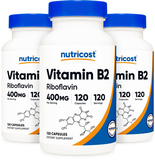 Nutricost Vitamin B2 (Riboflavin) 400mg, 120 Capsules - Gluten Free, Non-GMO
